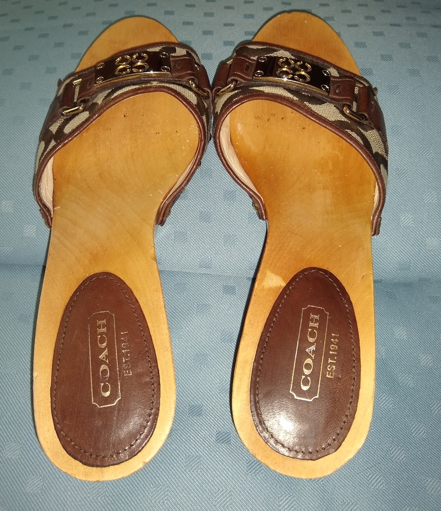 Coach Brown Signature Canvas & Leather Mule Slides - Picture 3 of 10
